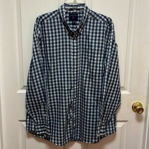 Men’s Plaid Button Down Shirt, Size XL